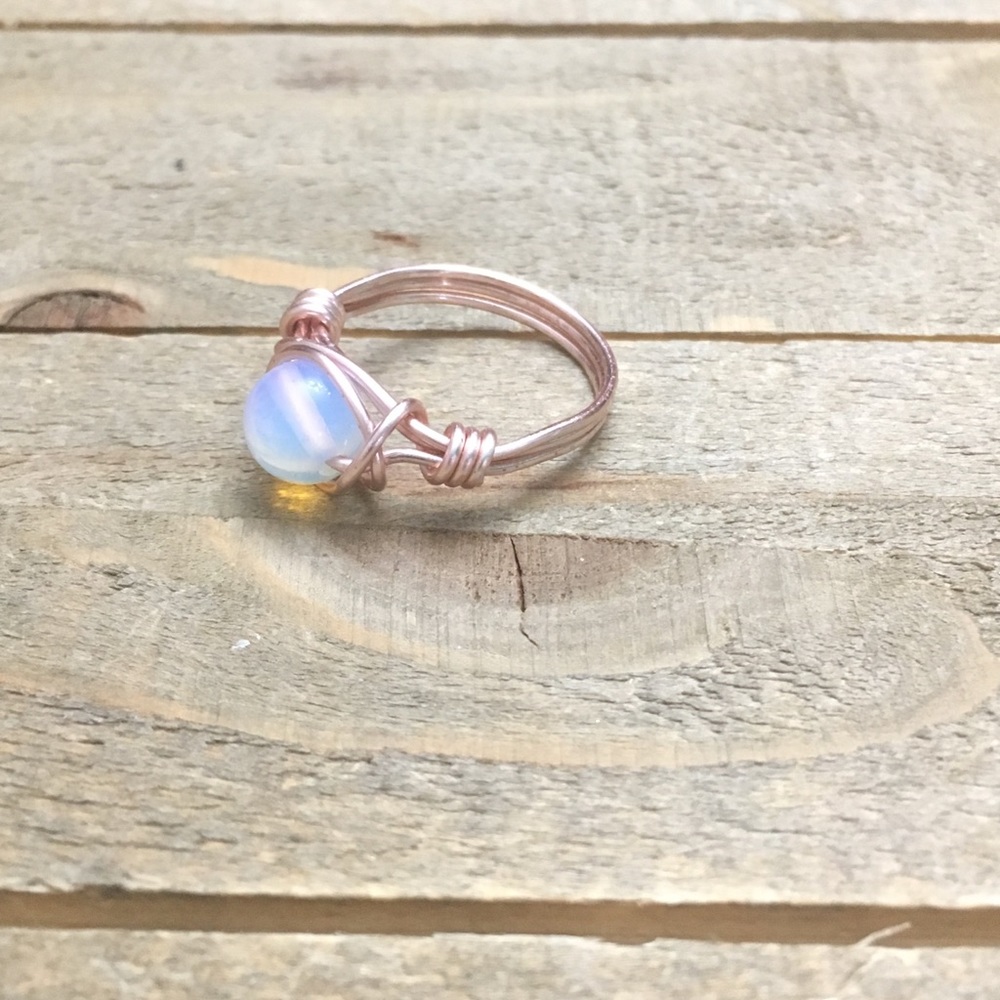 Handmade Rose Gold Opalite Ring - Picture 3 of 4